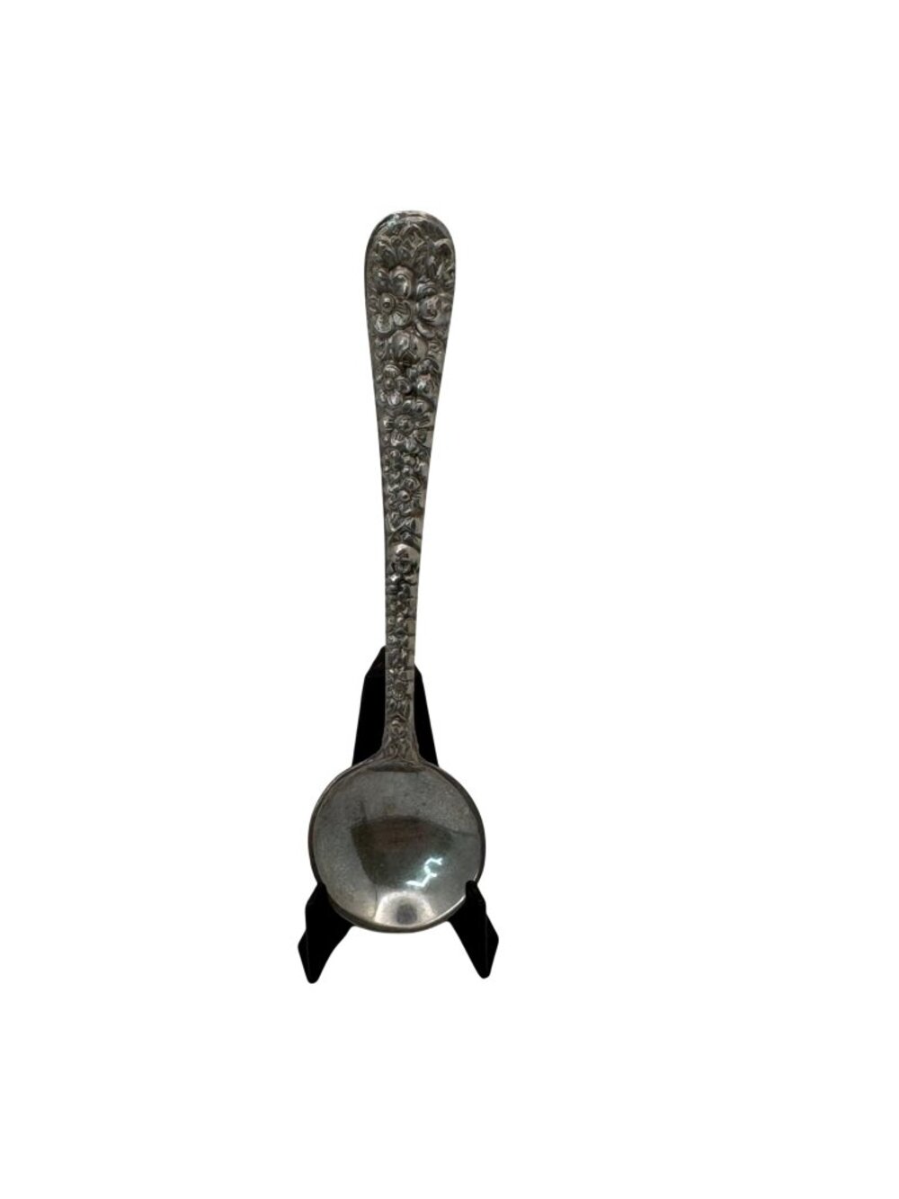 Steiff Repousse Rose Sterling Silver Spoon Floral Pattern Brooch 4.71g 3" Ladle